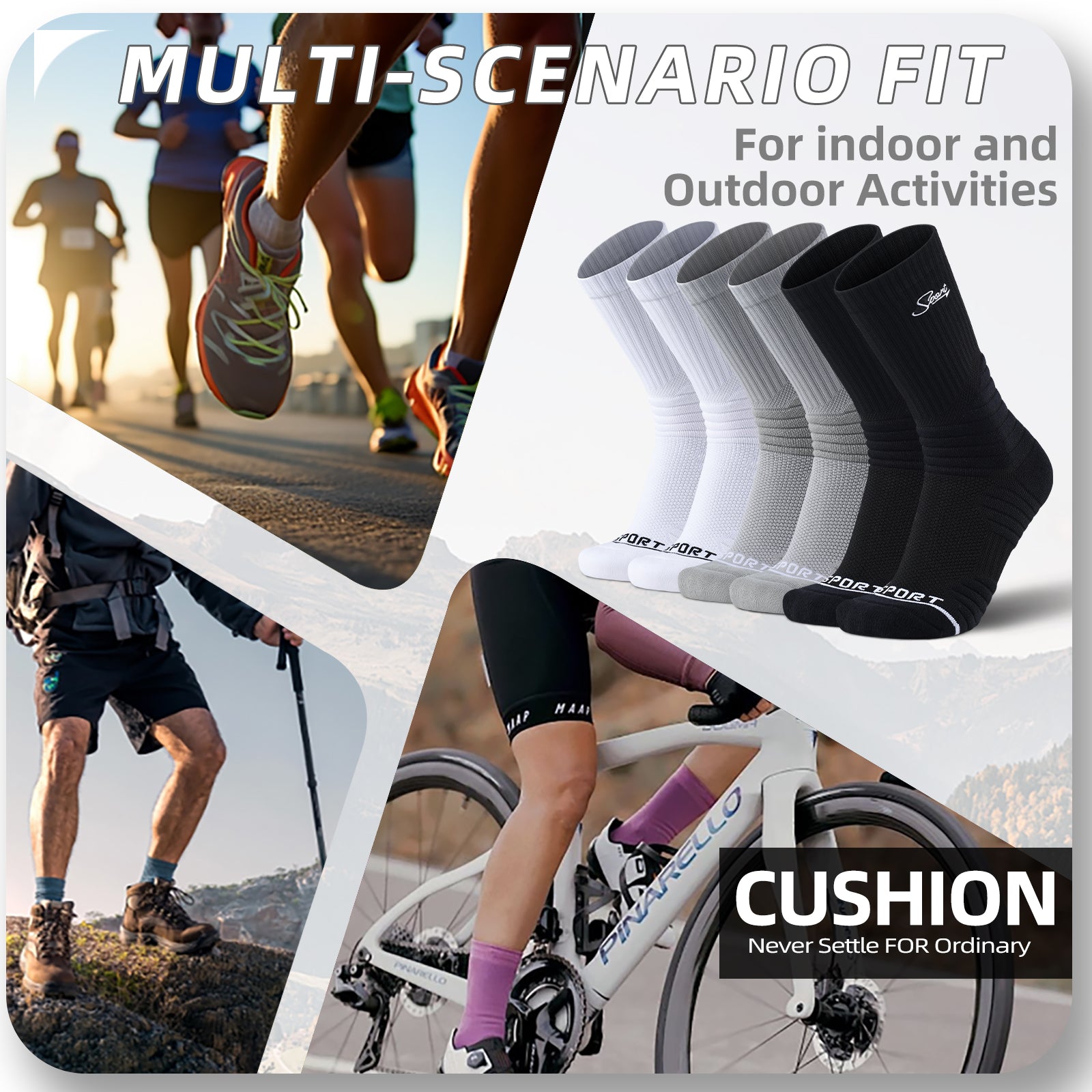MQAMEX Elite Ultra Light Running Socks-Crew Socks