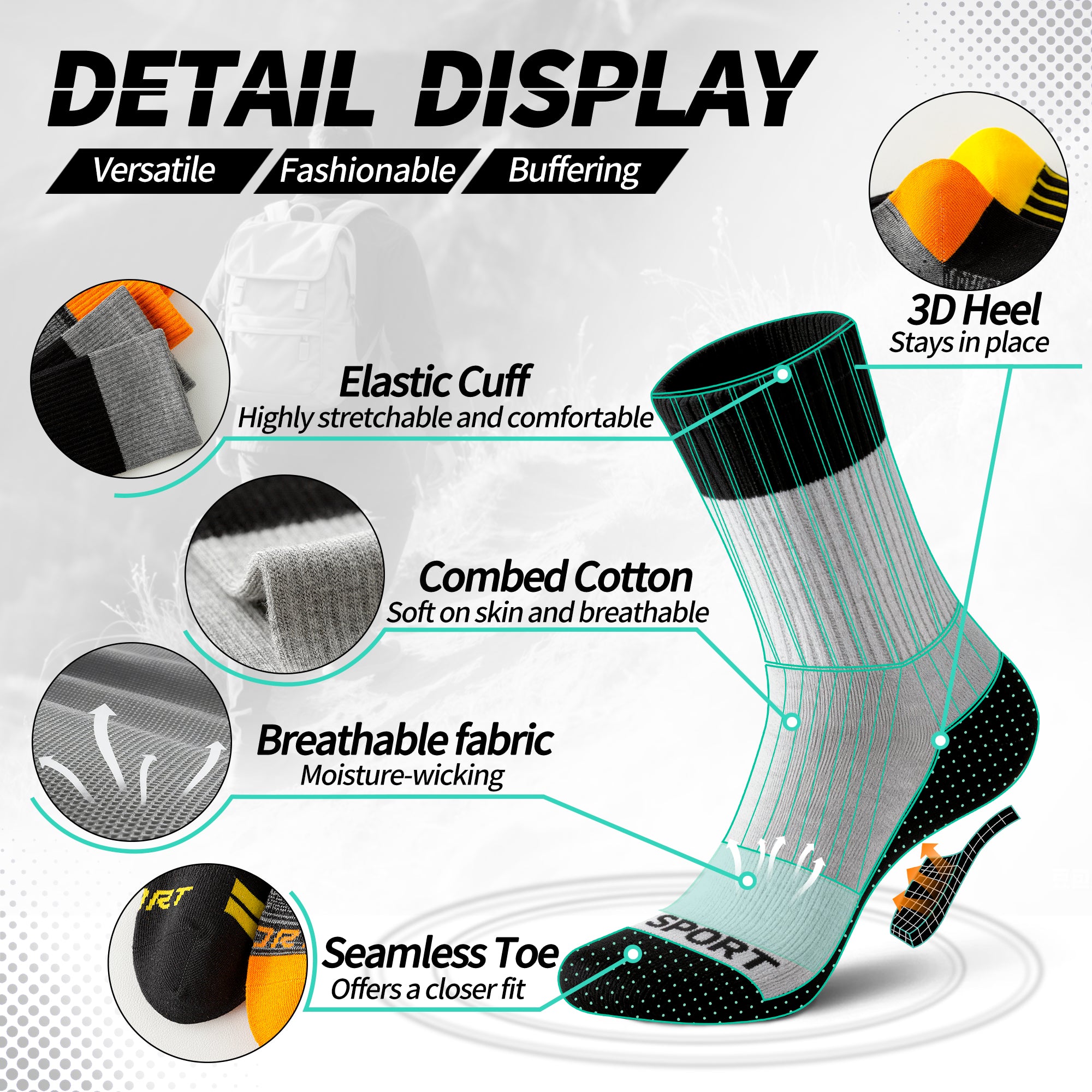 MQAMEX Elite Ultra Light Tennis + Pickleball Socks-Mini Crew Socks