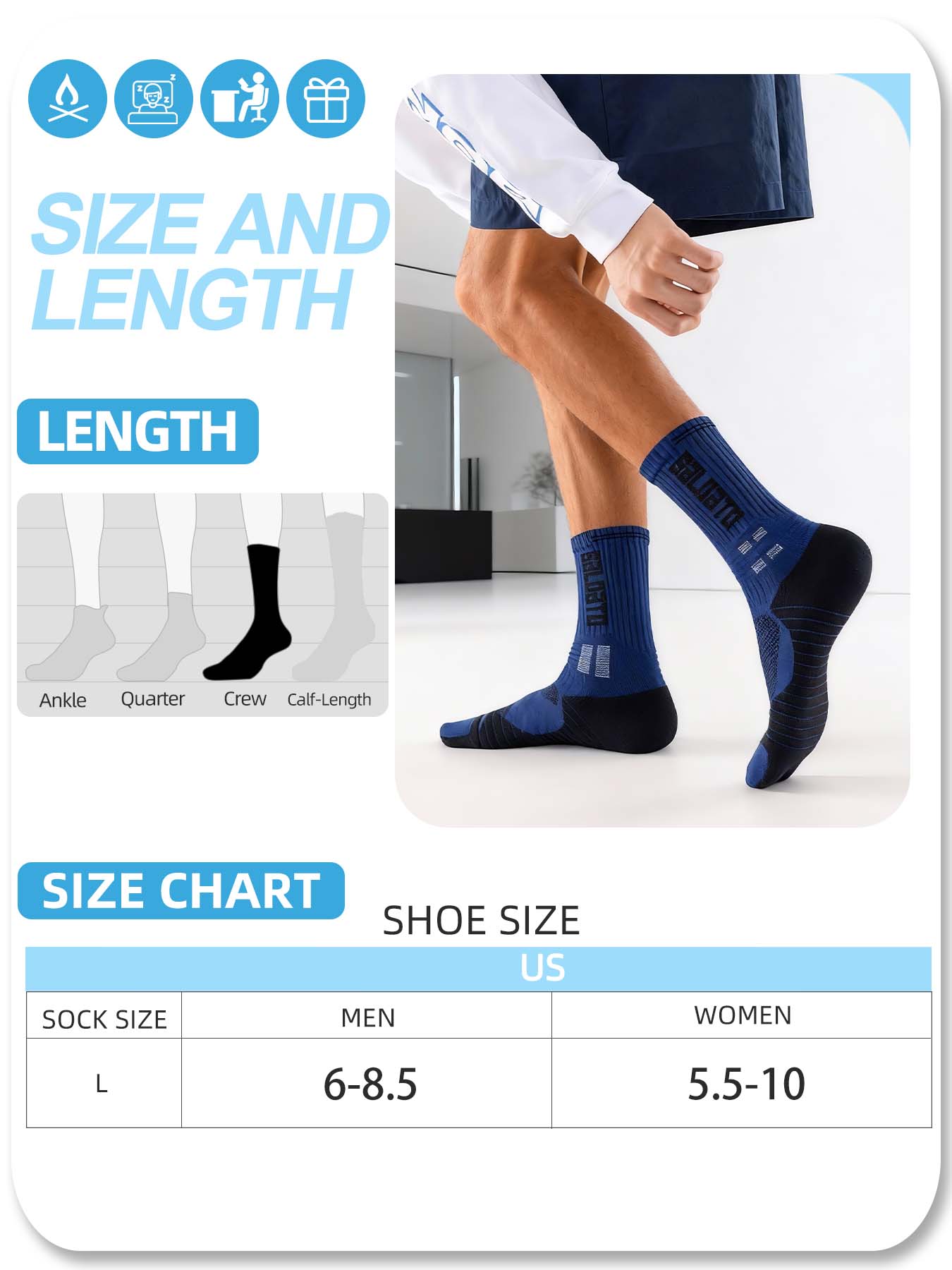 MQAMEX Elite Ultra Light Tennis + Pickleball Socks-Mini Crew Socks