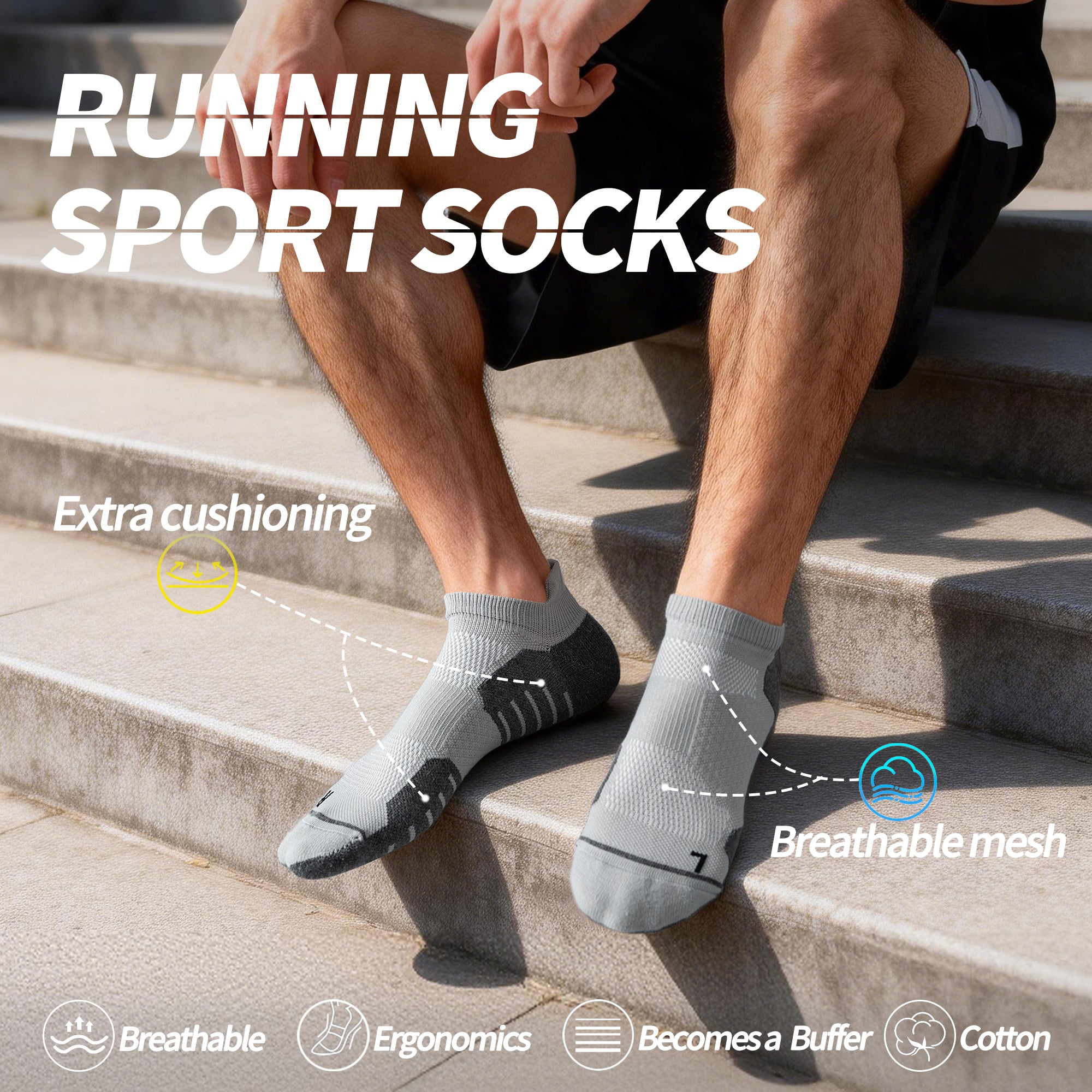 MQAMEX Elite Ultra Light Running Socks-Ankle socks