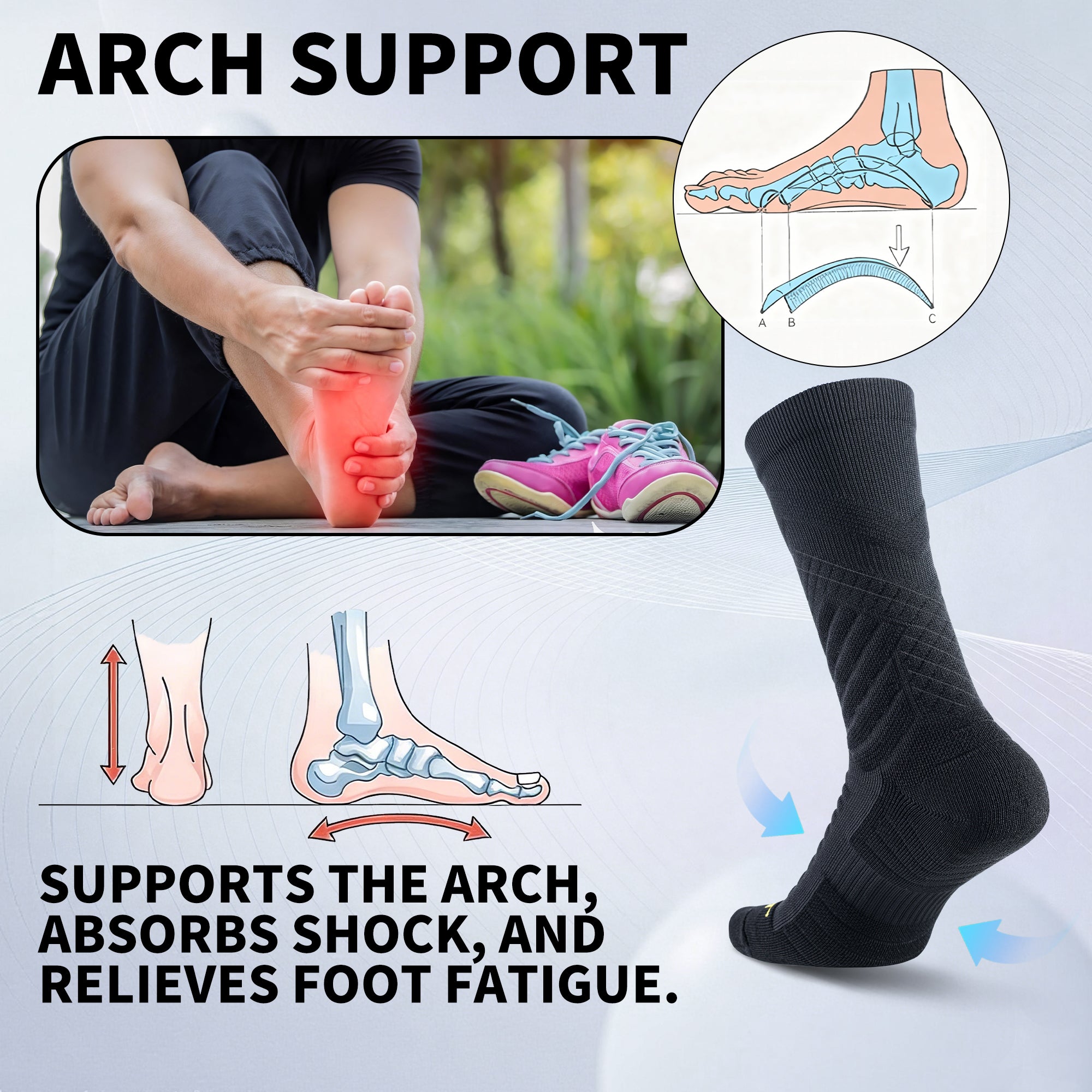 MQAMEX Ultra Light Compression Socks-Crew Socks